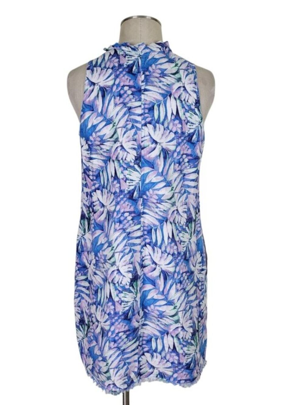 Tommy Bahama Linen Shift Dress Size S Sleeveless Pockets All Over Palm Leaves - Picture 6 of 10